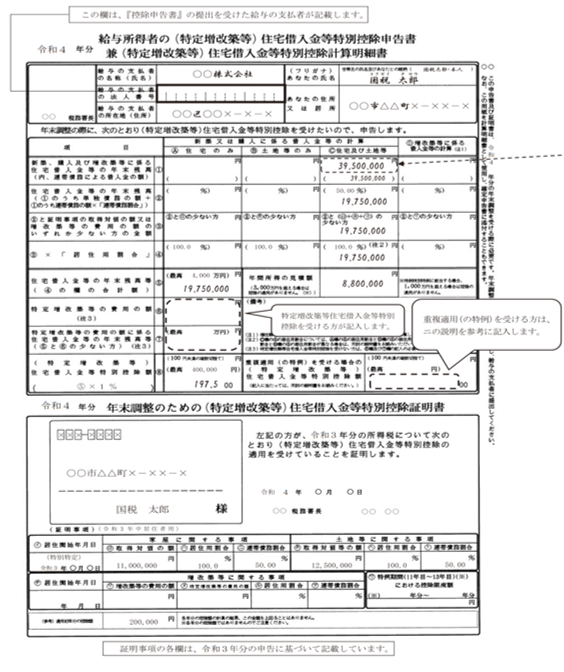 控除 例 特別 記入 書 借入金 申告 住宅 等