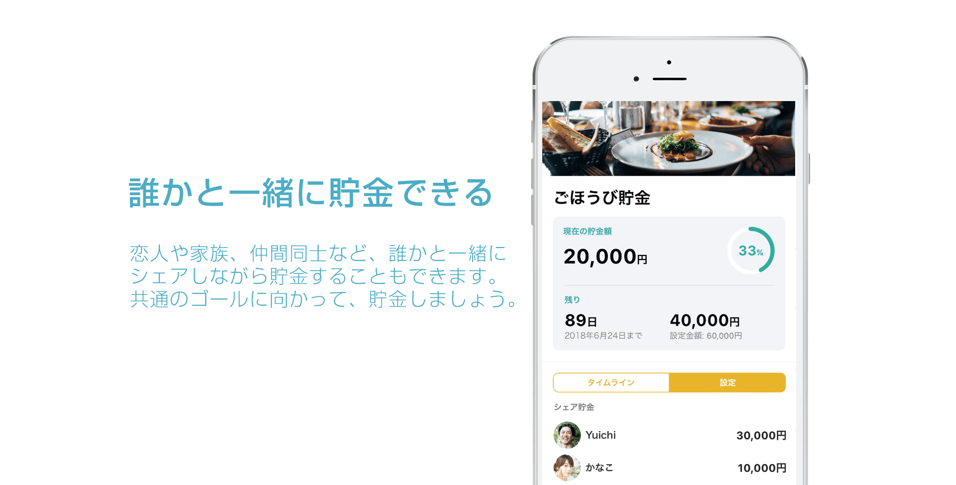 誰かと一緒に貯金できる