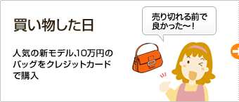 買い物した日 人気の新モデル、10万円のバッグをクレジットカードで購入