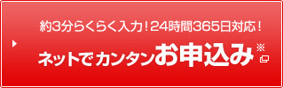 約3分らくらく入力！24時間365日対応！ ネットでカンタンお申込み※