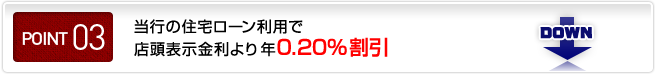 当行の住宅ローン利用で 店頭表示金利より年0.20％割引