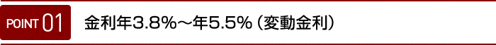 ポイント01 金利 年3.8%～年5.5%（変動金利）