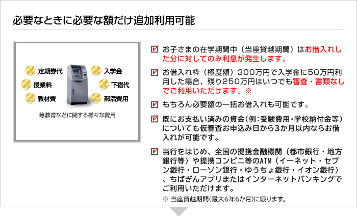 必要なときに必要な額だけ追加利用可能