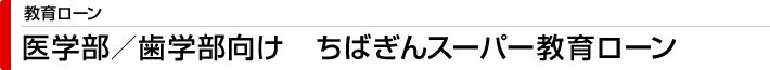 教育ローン　医学部／歯学部向け ちばぎんスーパー教育ローン