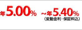 年5.00％～年5.20％(変動金利・保証料込)