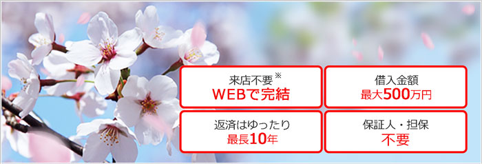 借入金額最大 300万円 保証人・担保不要 お借入れまで来店不要※