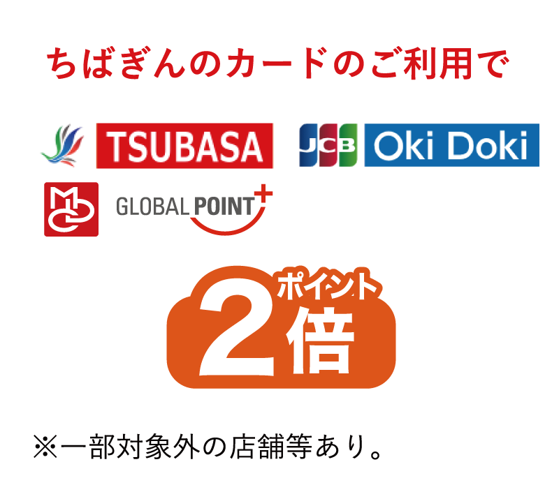 ちばぎんカードのご利用でポイント2倍