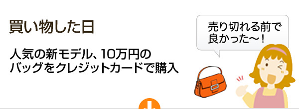 買い物した日 人気の新モデル、10万円のバッグをクレジットカードで購入