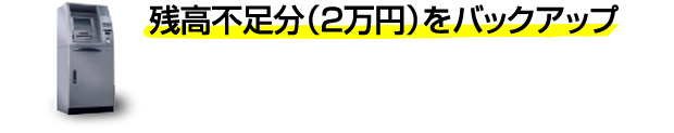 残高不足分（2万円）をバックアップ