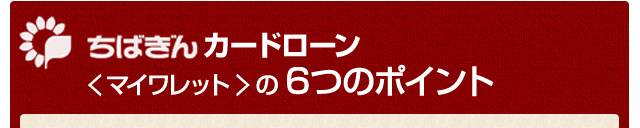 ちばぎんカードローン ＜マイワレット＞の6つのポイント