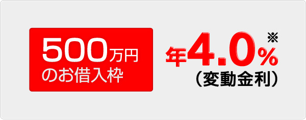 500万円のお借入枠 年4.0％※（変動金利）