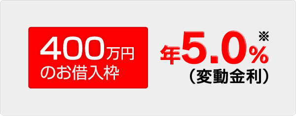 400万円のお借入枠 年5.0％※（変動金利）