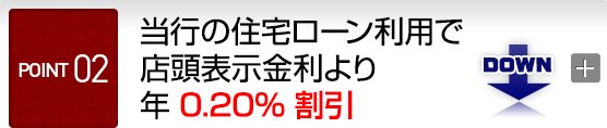 POINT2 当行の住宅ローン利用で店頭表示金利より年0.20％割引