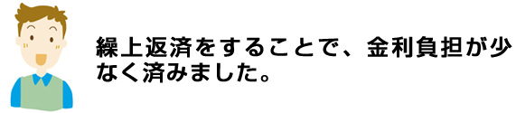 繰上返済をすることで、金利負担が少なく済みました。