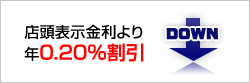 店頭表示金利より年0.20%割引 DOWN